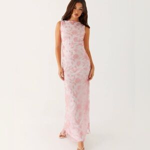 Peppermayo Pink Floral Lace Maxi Dress